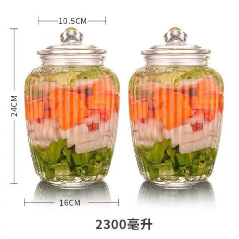 Pickle jar transparent glass jar household pickled sealed jar glass bottle with lid small pickle jar storage jar
