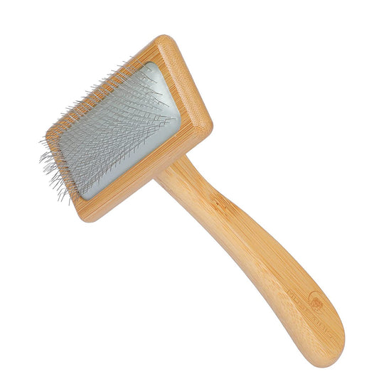 Safe and soft wooden dog and cat skateboard brush for removing loose hair from long-haired or short-haired dogs