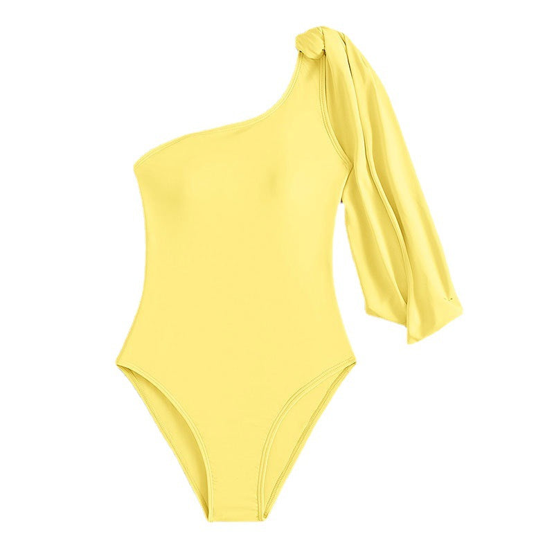 Hot-Selling One-Piece Bikini – Solid Color, Tight Fit, Adjustable Tie Design, Modest & Sexy Swimwear for Women