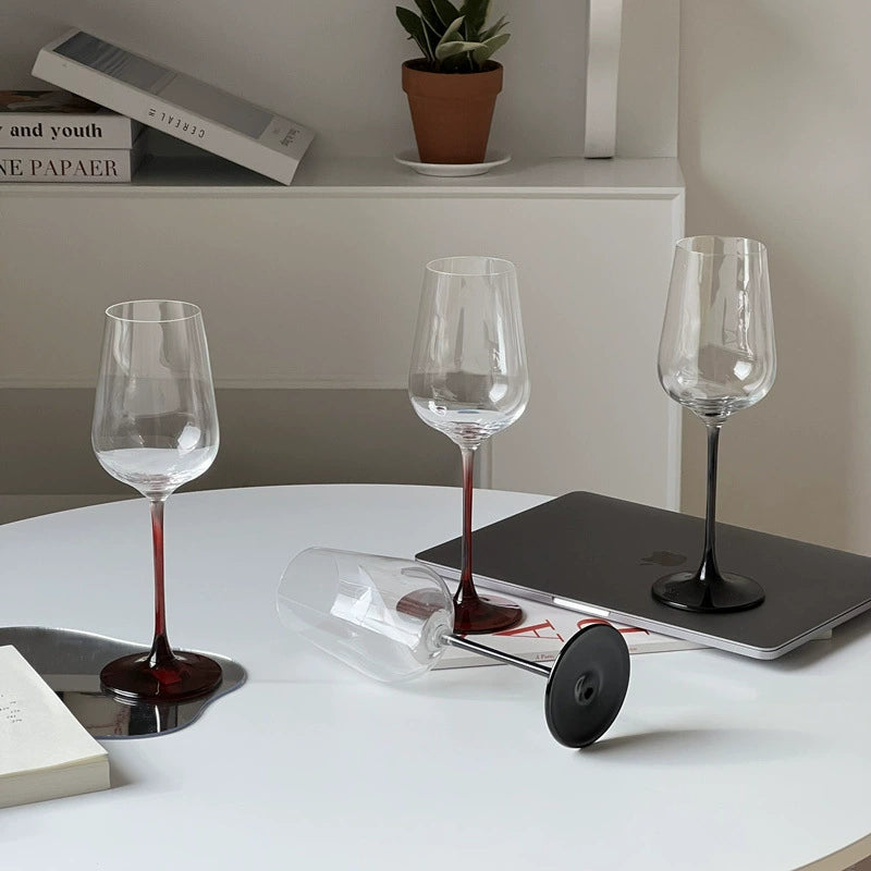 Rose Life Classic Black Red Cup Stem Goblet Red Wine Glass Slender Light Surplus Sound Pleasant