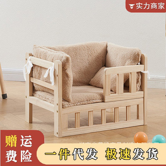 Cat Bed Four Seasons Universal Solid Wood Cat Bed Dog Bed Pet Dog Bed Off the Ground Dismantling and Washing Pet Bed Factory