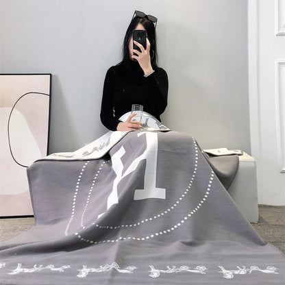 letter H, blanket, nap, air-conditioned room, blanket, car camping, sofa, cashmere blanket