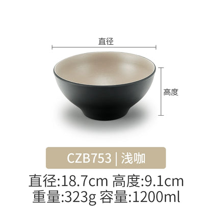 Retro Noodle Shop Imitation Porcelain Two-color Plastic Frosted Bamboo Hat Bowl
