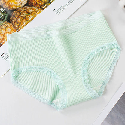 women's cotton quality girls' triangle bottoms women's high waist plus size pants lace edge middle waist