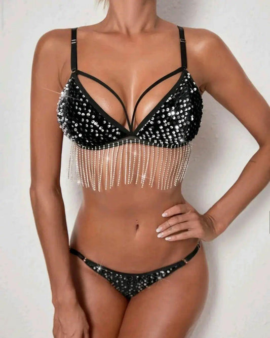 sexy lingerie diamond chain tassel