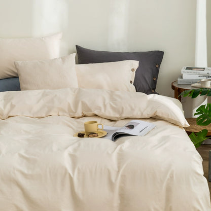 Pure cotton washed cotton bed four-piece set cotton Japanese-style bedding dormitory bed single three-piece solid color quilt cover fitted sheet