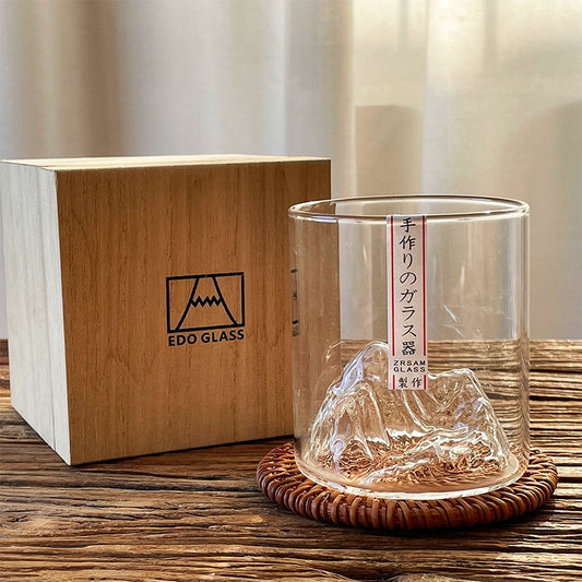 Japanese-style light luxury creative niche whiskey glass mountain viewing cup glass Mount Fuji cup heat-resistant coffee tea cup