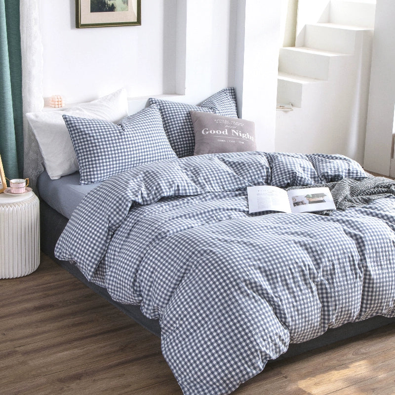Simple cotton fitted sheet style naked sleeping solid color four-piece set