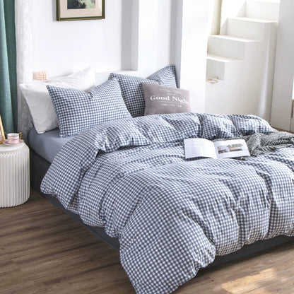 Simple cotton fitted sheet style naked sleeping solid color four-piece set