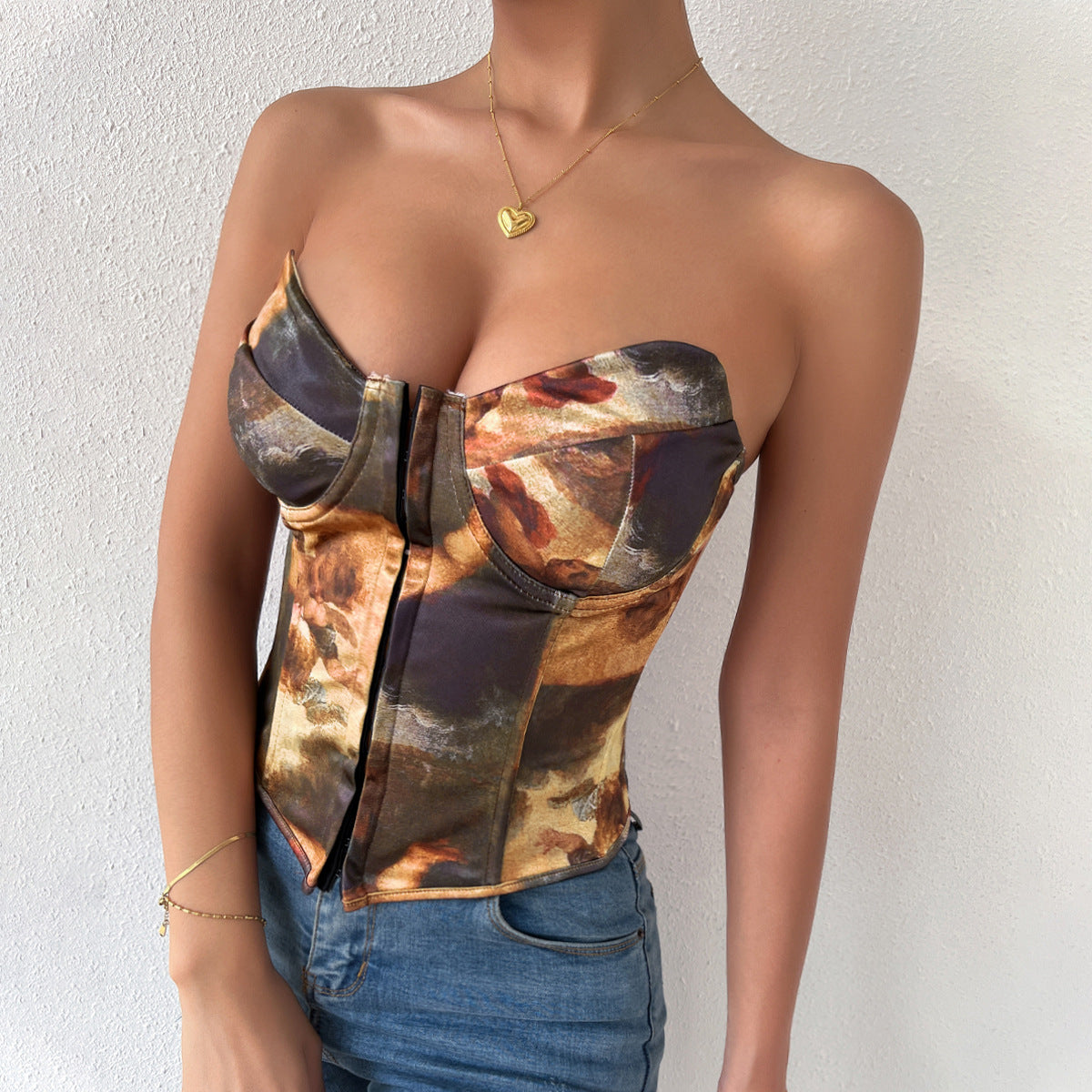 Trendy Colorblock Backless Steel-Ring Vest – European &amp; American Style | Free Shipping