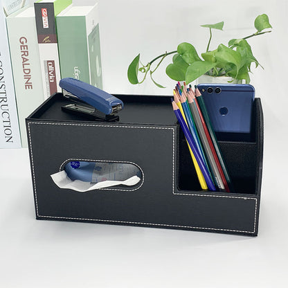 Desktop Office Storage Box Organizer Business Card Box Home With Drawer Organizer Box Creative Leather Pen Holder Manufacturer
