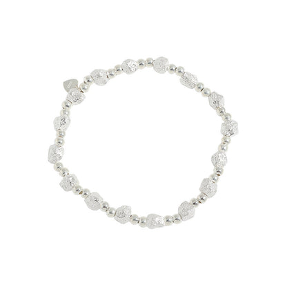 1002 Korean version of ins niche design geometric broken silver thread bead texture texture S925 sterling silver bracelet for women