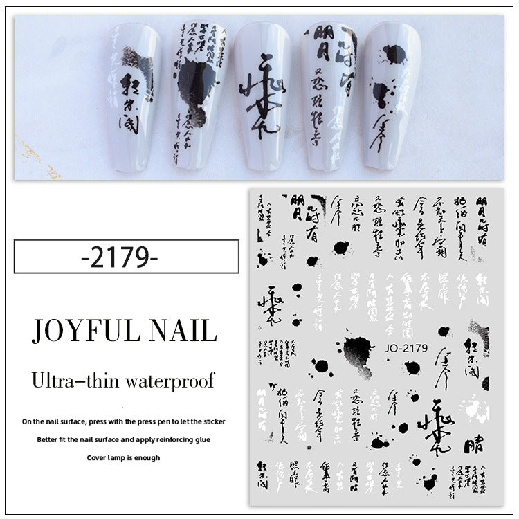New nail art stickers Rococo sweet pet bunny nail stickers national style ink blood color rose decorative stickers