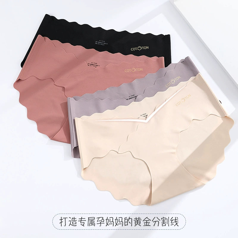 Women's Mulberry Silk Pure Cotton Bottom Antibacterial One-Piece Non-marking Low Waist Belly Support Maternity Underwear