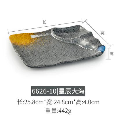 Melamine plate Japanese-style plastic barbecue plate imitation porcelain round flat plate barbecue plate restaurant hot pot tableware dish