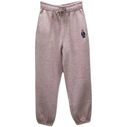 Pure cotton ~ the counter withdraws the bear bear embroidery casual sweatpants women's autumn and winter thickened beam feet look thin all-match sports pants