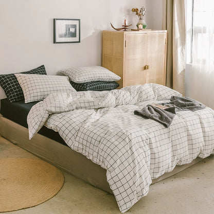 Simple cotton fitted sheet style naked sleeping solid color four-piece set