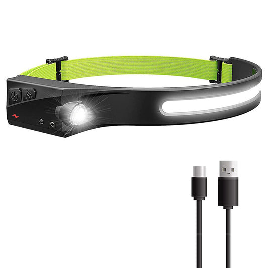 waved sensor COB headlight outdoor cycling light USB rechargeable night running light LED strong light headlight