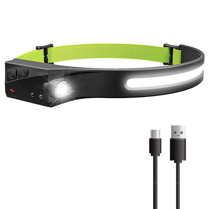waved sensor COB headlight outdoor cycling light USB rechargeable night running light LED strong light headlight