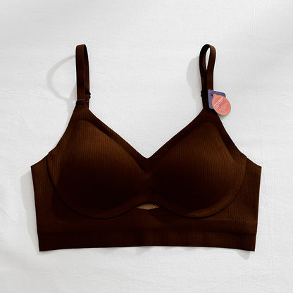 Autumn and winter seamless German velvet thermal underwear women's bra without rims gathered with chest pad plus velvet thickened warm beauty vest