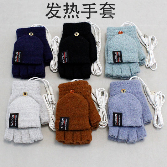 USB touch screen warm gloves, heating gloves, electric heating gloves, warm gloves, winter warm clamshell gloves
