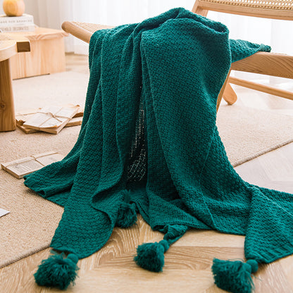 ins style Internet celebrity with the same handmade blanket casual lunch break office tassel sofa blanket simple bed flag bedside blanket