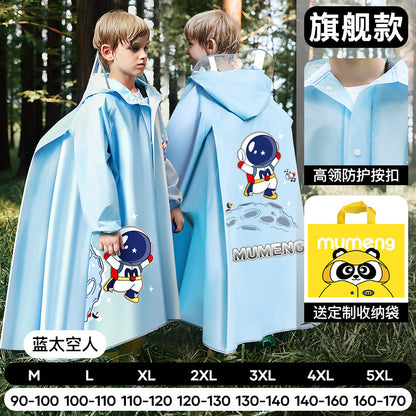 Mumeng children's raincoat boy's whole body rainstorm bag seat cycling poncho breathable and wear-resistant school walking raincoat