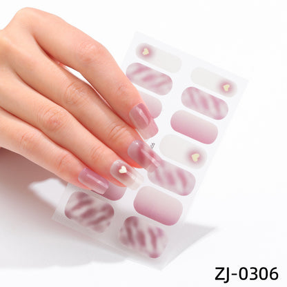 new French manicure stickers full paste ice transparent net red Japanese cartoon nail stickers cute nail polish film