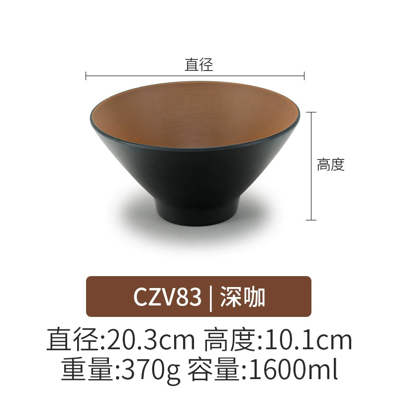 Retro Noodle Shop Imitation Porcelain Two-color Plastic Frosted Bamboo Hat Bowl