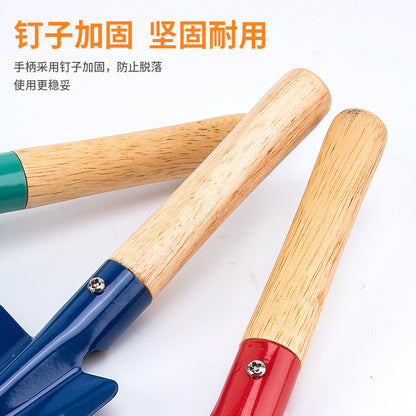 Household gardening tool set: wooden handle garden small shovel beach to catch the sea digging sand flower shovel garden vegetable planting loose soil rake