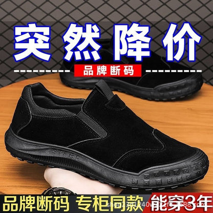 spring popular labor protection shoes men's shoes low-top waterproof leather boots men's outdoor anti-slip wear-resistant casual work shoes