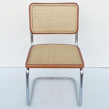 A piece of rattan chair ins wind leather medieval chair retro home rattan dining chair Nordic balcony backrest chair