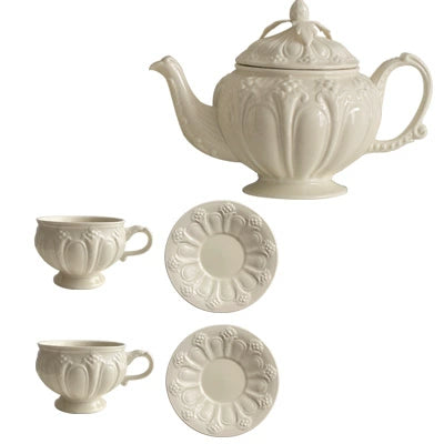 French antique elegant bone porcelain teapot