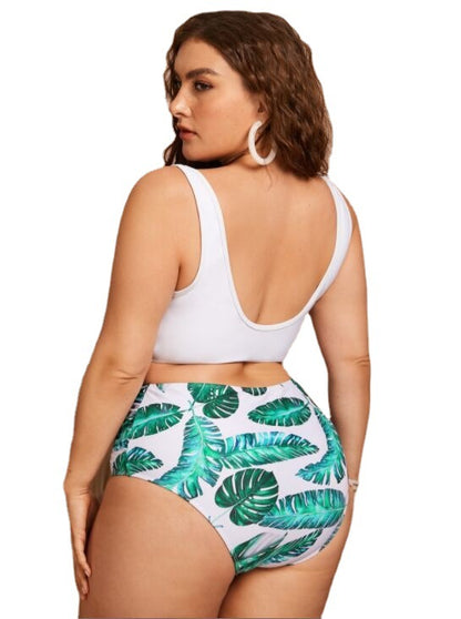 Sexy Plus Size Printed High Waist Split Bikini – European & American Style