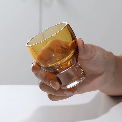 Amber old time/medieval Japanese glass sake cup smelling incense cup white wine cup wood masonry small wine cup