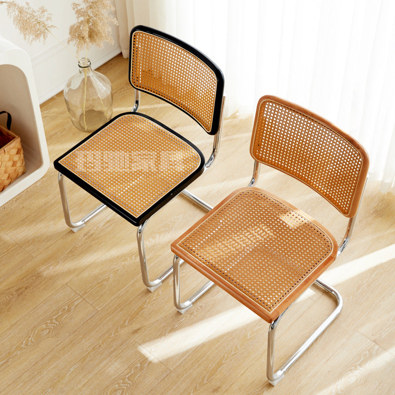 A piece of rattan chair ins wind leather medieval chair retro home rattan dining chair Nordic balcony backrest chair