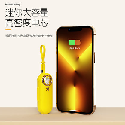 The new cute pet cartoon capsule power bank is small and portable, with its own cable and 5000 mAh power bank