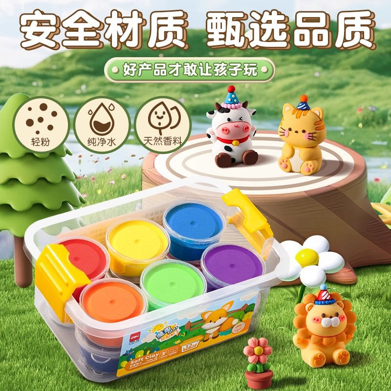 Deli YC186 Ultra Light Clay Plasticine Food Grade Light Clay Kids Dough Toy Set Tools