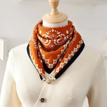 warm square scarf, magnetic buckle, triangle silk scarf, cotton scarf, women's spring, autumn and winter, style scarf, temperament and versatile
