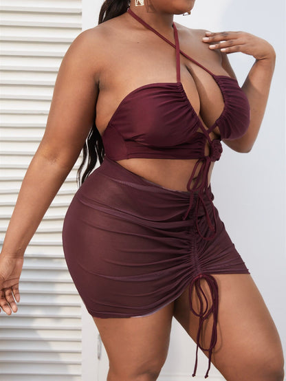 Women's Swimwear – Large Size Split Bikini, Sexy Fit, Solid Color, European & American Style