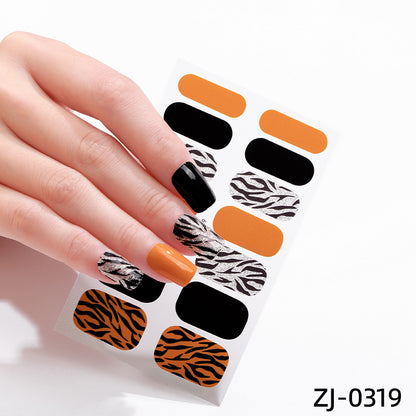 new French manicure stickers full paste ice transparent net red Japanese cartoon nail stickers cute nail polish film