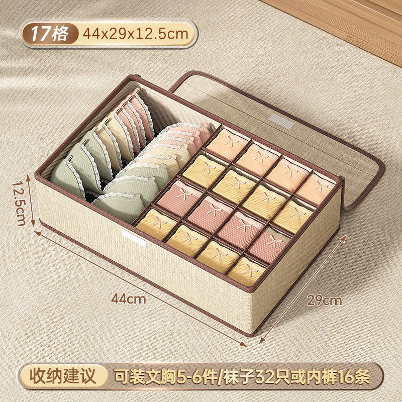 Cotton and linen underwear storage box, home student dormitory, socks and underwear three-in-one drawer separation and organizer box