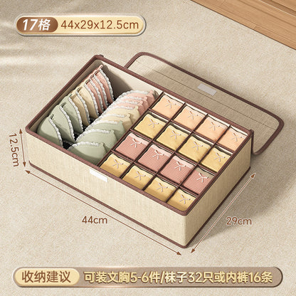 Cotton and linen underwear storage box, home student dormitory, socks and underwear three-in-one drawer separation and organizer box