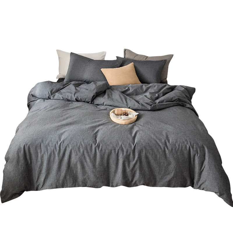 Simple cotton fitted sheet style naked sleeping solid color four-piece set