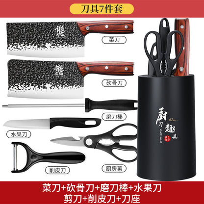 Knives, kitchen supplies, kitchen knives, cutting board sets, household food knives, full sets, Yangjiang forging and bone chopping knives, combination Z