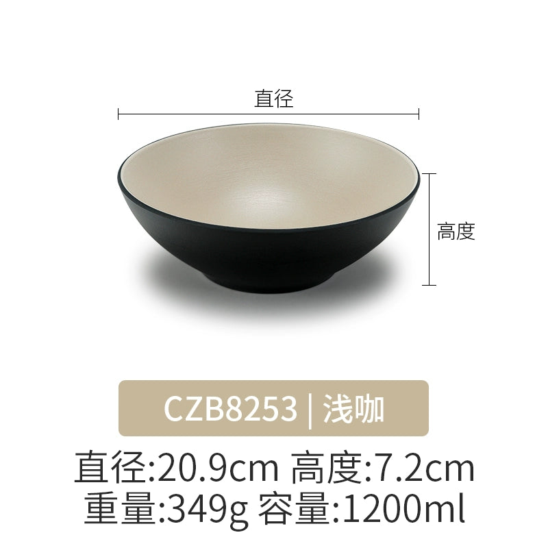 Retro Noodle Shop Imitation Porcelain Two-color Plastic Frosted Bamboo Hat Bowl