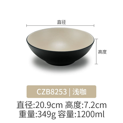 Retro Noodle Shop Imitation Porcelain Two-color Plastic Frosted Bamboo Hat Bowl