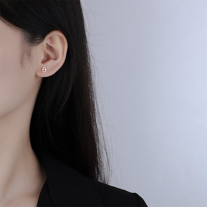 Under the ginkgo tree S999 pure silver pig nose earrings high-end earrings 2023 simple niche design earrings