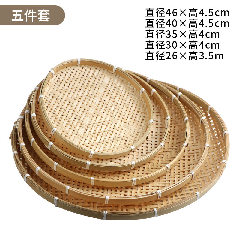 Drying basket, handmade bamboo dustpan, bamboo plaque tray, bamboo weaving product, farmhouse washing decoration, drainage sieve, fruit basket