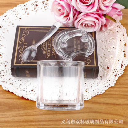 Kitchen supplies seasoning jar chicken essence monosodium glutamate glass bottle seasoning bottle moisture-proof with lid storage jar salt jar set